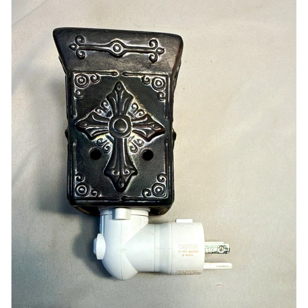 Scentsy Wall Plug-In Electric Wax Warmer, Black Cross Pattern, Religious
